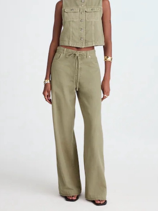 Madewell Denim - Madewell Super Wide Leg Jeans High Rise Drawstring Airy Size 24 In Sagebrush